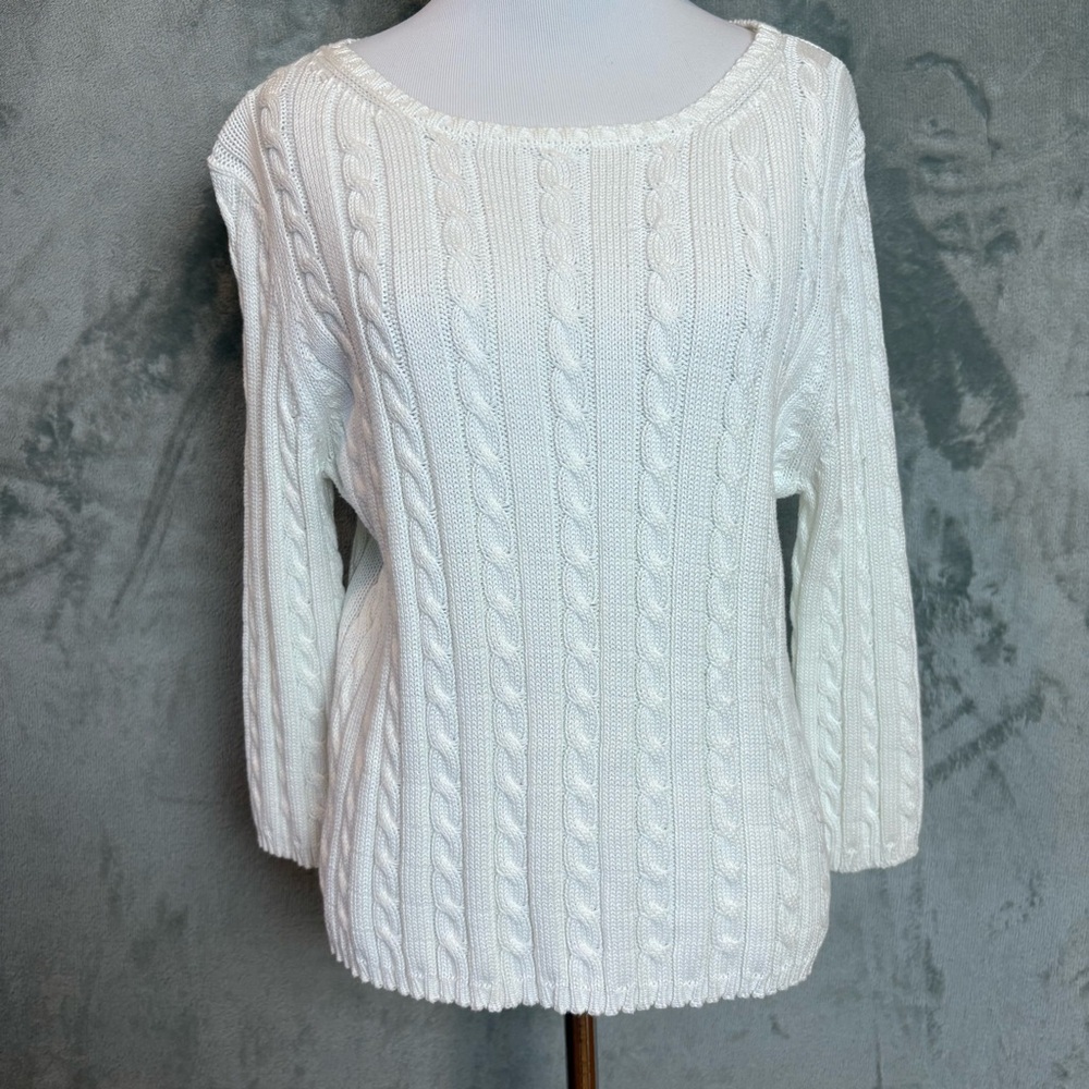 Brooks Brothers Elegant Cozy Cotton Cable Knit Sweater Wmn’s Sz M